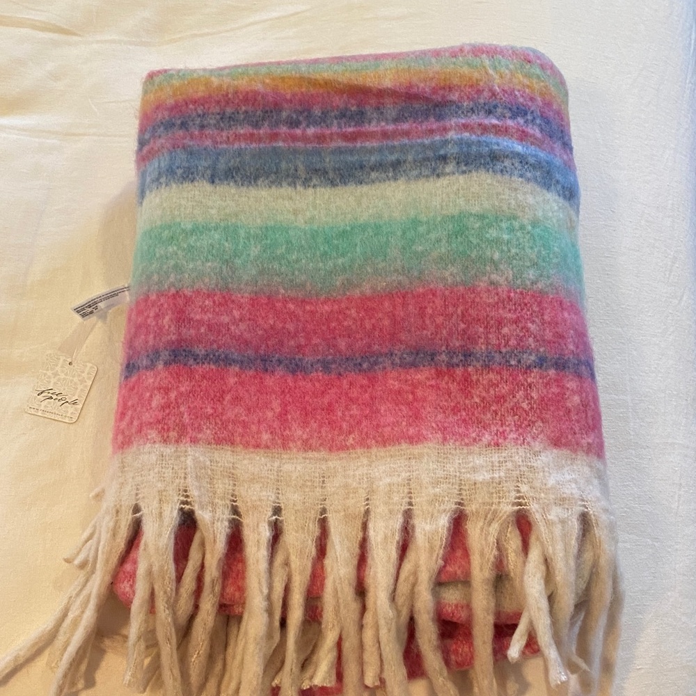 Free People Multicolor Striped Throw Blanket